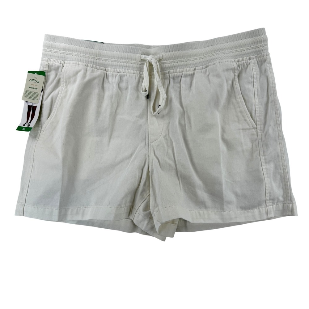 Orvis Shorts Womens XL White Chino Twill Elastic Waist Drawstring Casual Summer
